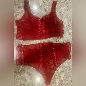 Red Lace Torrid Matching Bralette Set